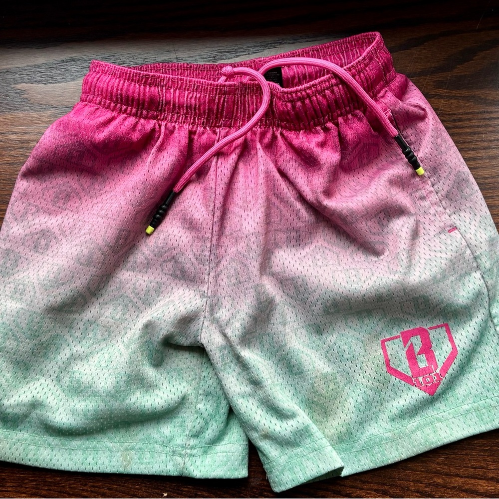 Pink and Green Ombre Athletic Shorts